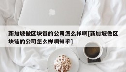 新加坡做区块链的公司怎么样啊[新加坡做区块链的公司怎么样啊知乎]